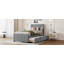 Lit plateforme tapissier en velours avec lit gigogne-837184308-837184310