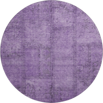 Premium Machine Washable Prisco Purple Rug