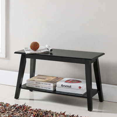 Wood Entryway Bench with Storage Shelf – Modern Accent Seating for Hallway, Bedroom, Living Room or Narrow Space-Saving Shoe Bench
