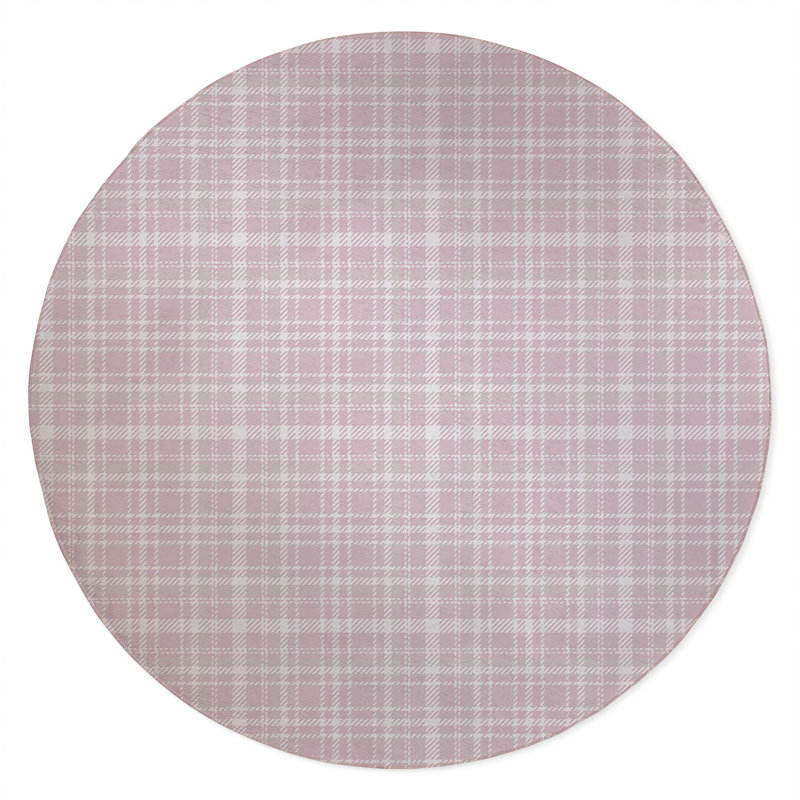 Rocky Tartan Non-Slip Outdoor Rug, Round 5'