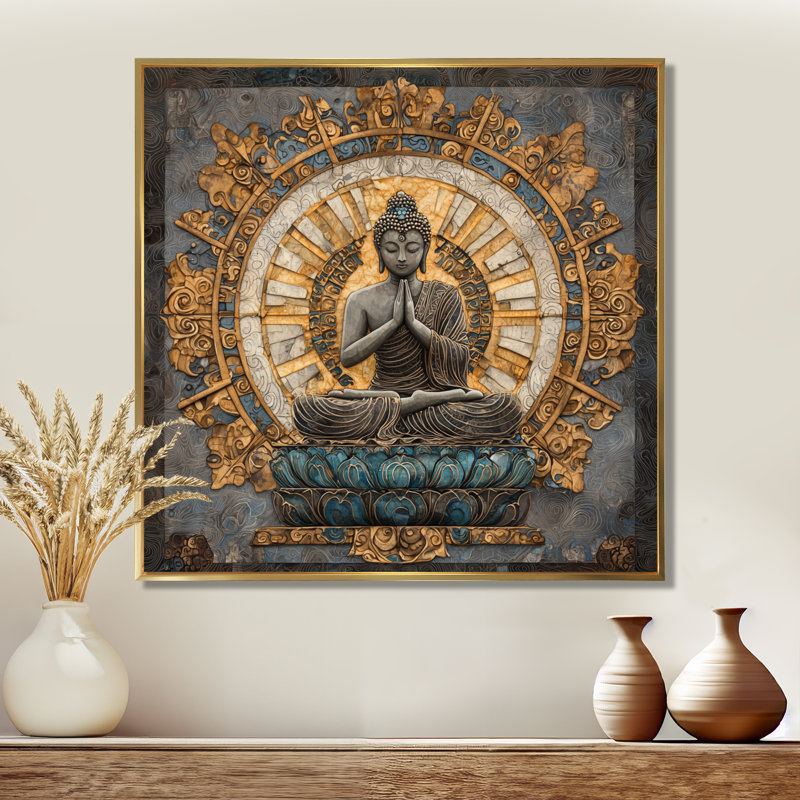Bouddha murmurant la lumière du bouddhisme II - impression d'art mural bouddhisme, H 16 po x l 16 po, Doré