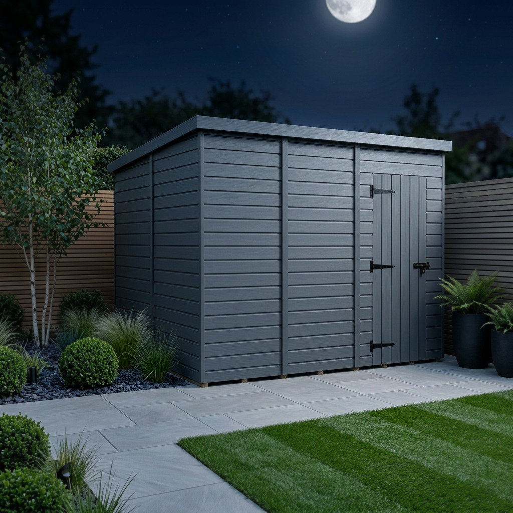 Total Sheds 14ft x 10ft Composite Pent Garden Shed - Single Door - No Windows - EPDM Rubber Roof - UK Manufactured