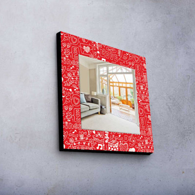 Elegant Decorative Mirror with 100% Pine Wood Frame, 19.7 x 19.7 inches | Real Glass Mirror (Thickness: 0.2 inches) | Stylish Fabric Painting | Perfect for Home Decor & Entryway Accent, Durable and Chic Design