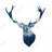 Deer Head Landscape - Classic Blue Framed Matted Print Decor