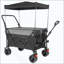 Chariot pliable multifonctionnel avec chariot pivotant et poussoir avec poignée rotative et auvent, roues tout-terrain et freins, capacité de charge de 480 lb, grande capacité de 300 L pour le transport, l'épicerie, l'utilisation à l'extérieur