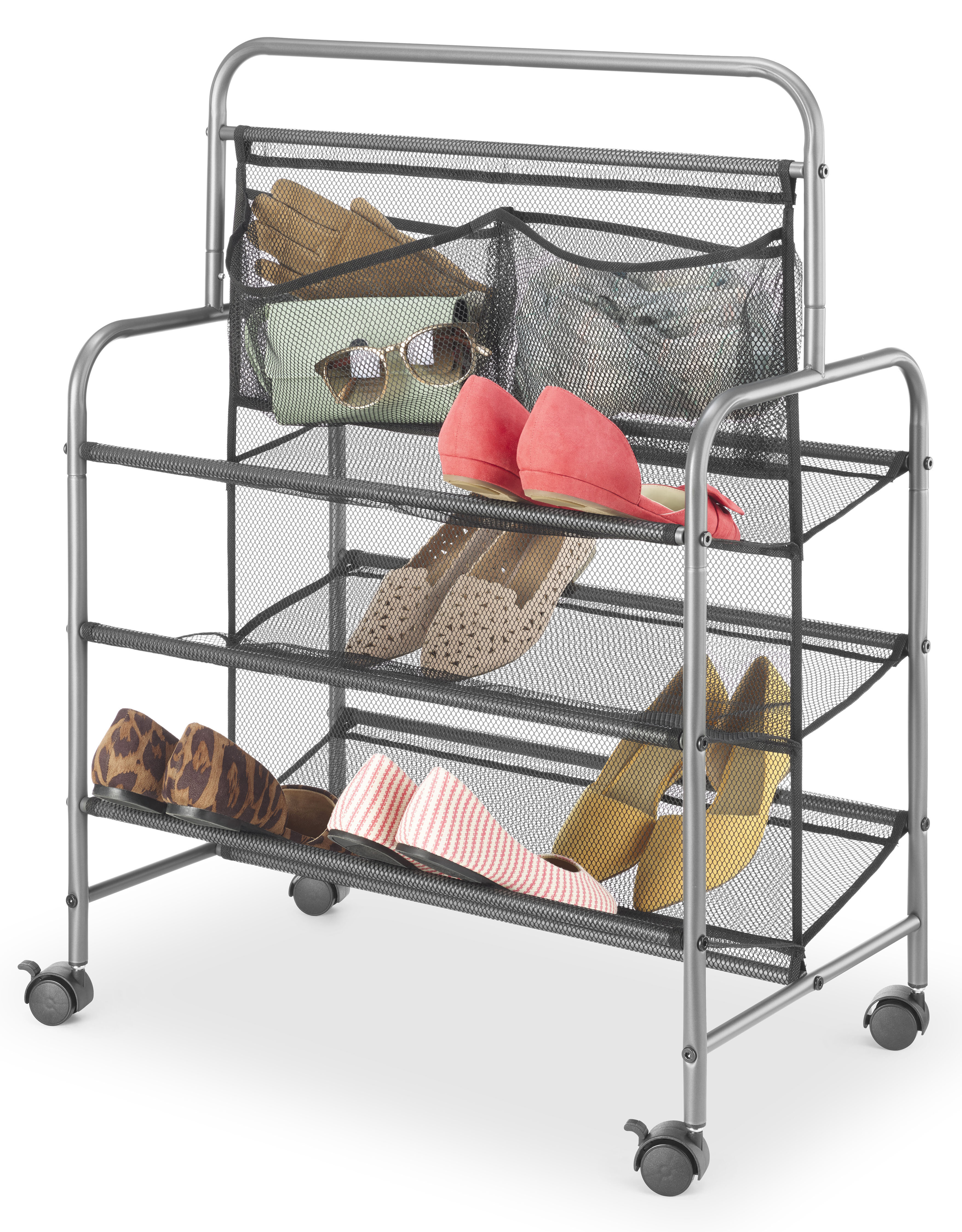 Whitmor - Black Dual-Sided 4-Tier Shoe Rack