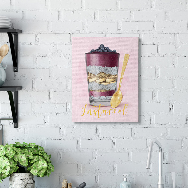 «Instacool Fruit Parfait Gold», reproduction d'art graphique, H 20 po x l 16 po, Toile tendue