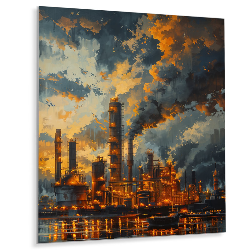 Salon d'art mural Kulsum - Factories, Métal métal, H 32 po x l 24 po