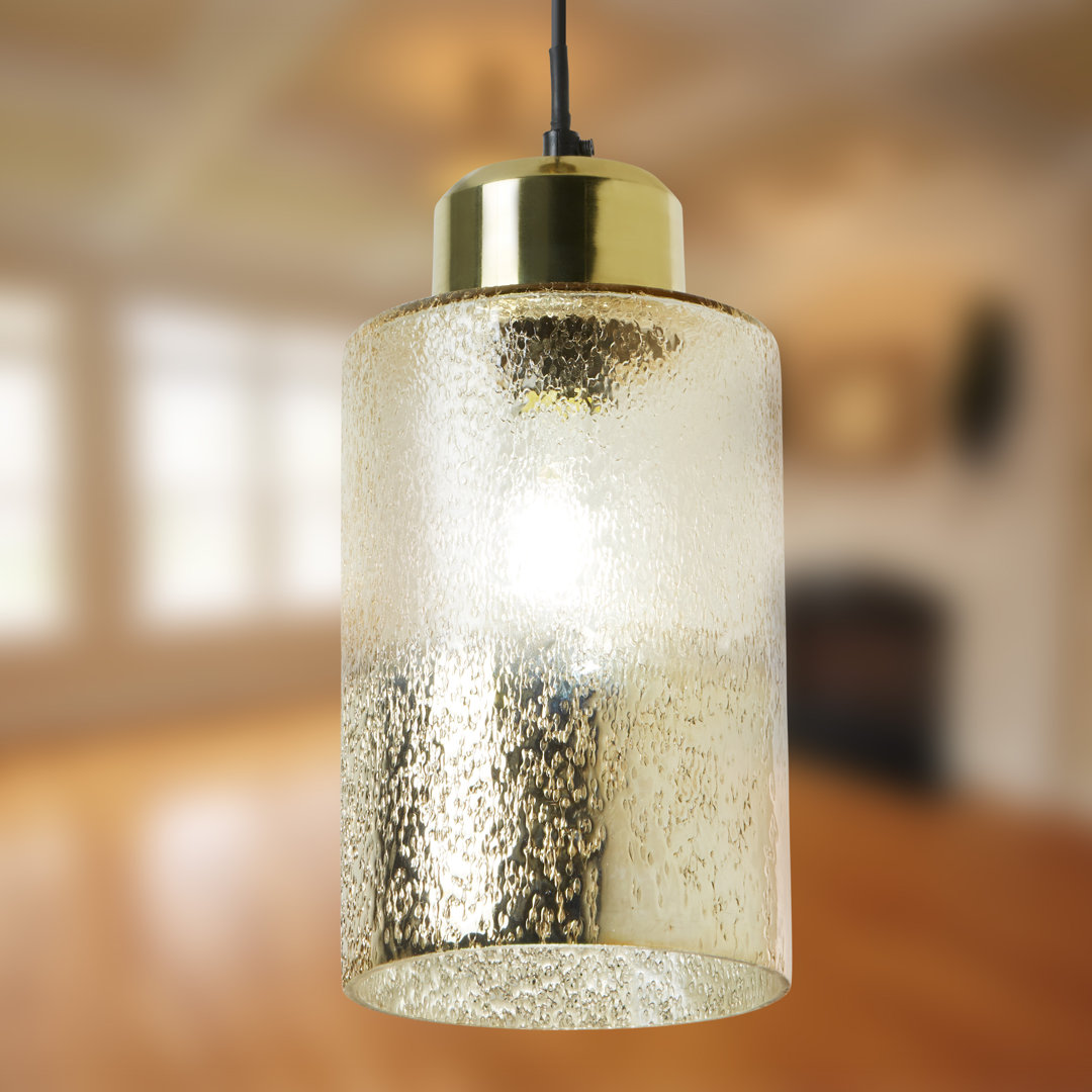 6"W Rayvon 1 - Light Ombre Glass Jar Pendant with Polished Metal Fitting Mercer41 