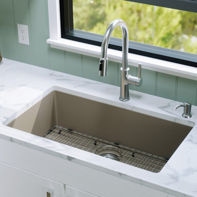 Karran Quartz 32-1/4'' X 19-1/4'' Large Single Bowl Undermount Kitchen Sink Kit