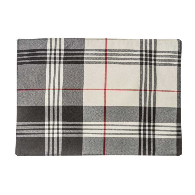 Zayas Polyester Plaid Rectangle Placemat, Charcoal