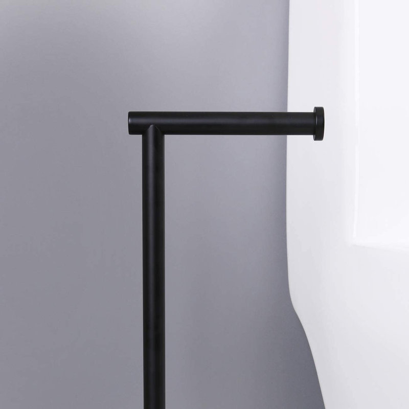  Stainless Steel L-Shaped Freestanding Toilet Paper Holder, 20-Inch Floor-Standing Holder with Heavy Weighted Round Base for Bathroom and Kitchen