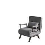 Convertible folding chair bed with 5-position adjustable backrest, comfy sleeper sofa for small spaces, light grey