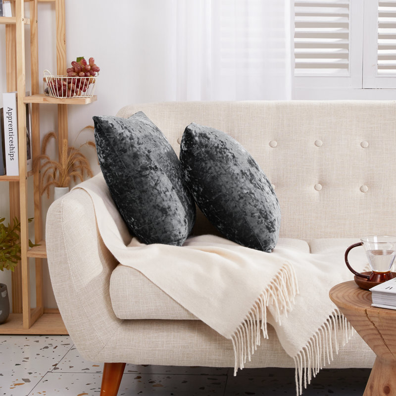 Dark Gray Velvet Polyester Standard Pillow Covers