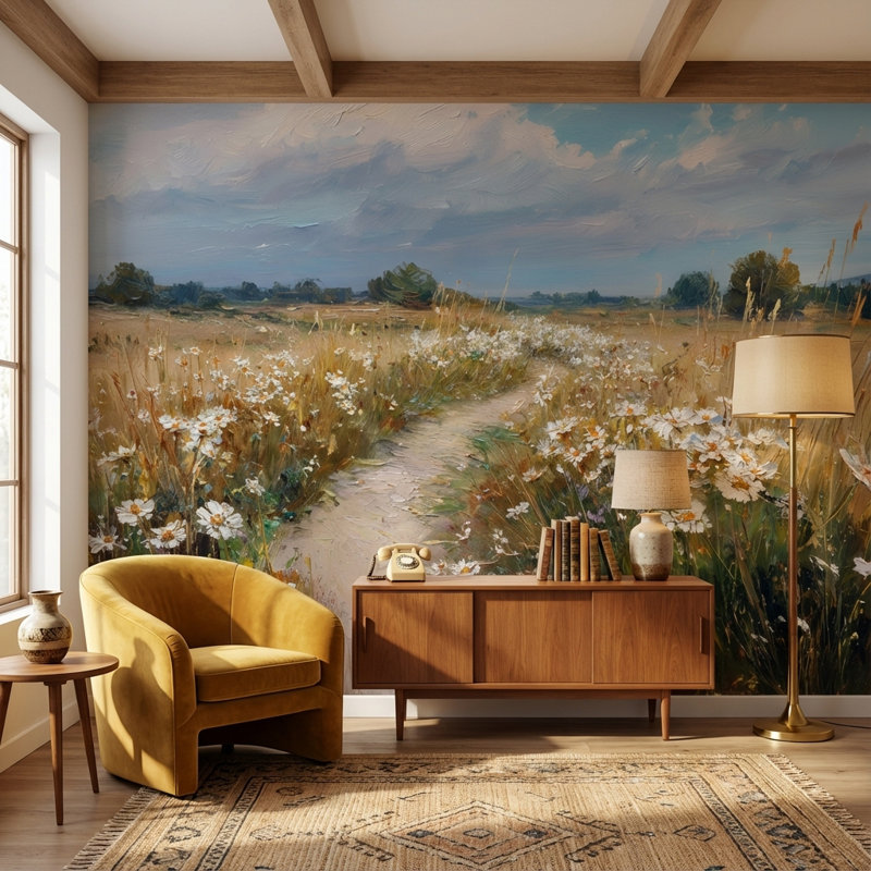 Rouleau de papier peint mural amovible Wildflowers, 100"x96", Non tissé