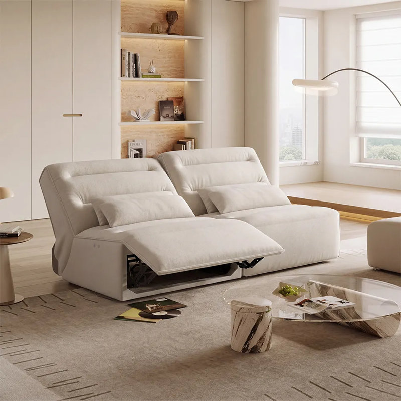 Canapé inclinable électrique Halune, 37" H x 134" W x 44.5" D, Beige