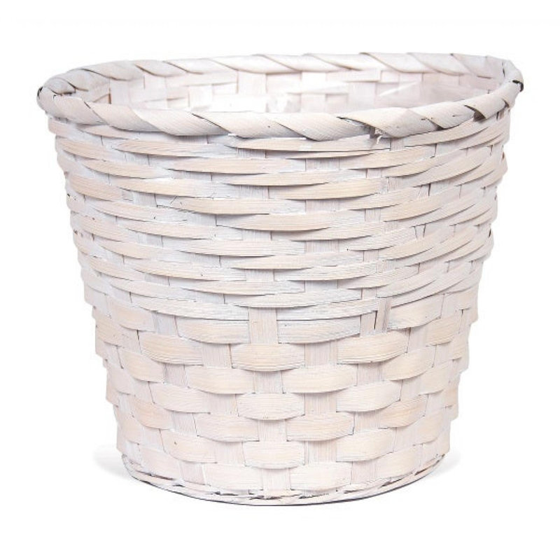 Whitewashed Two Weave Basket Shaped Planter
