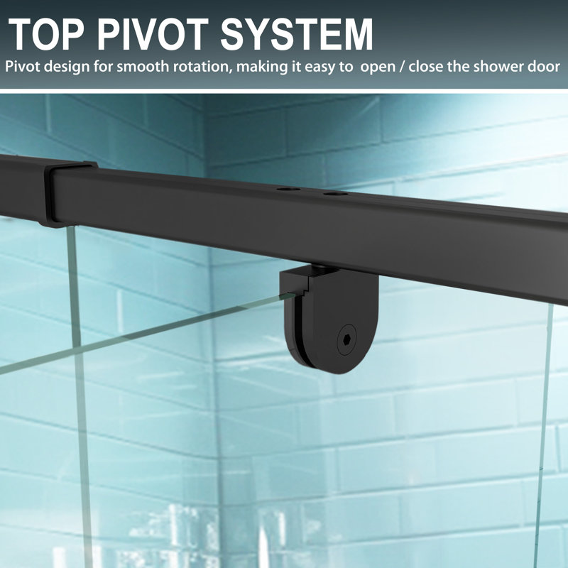 Matte Black Semi-Frameless Pivot Shower Door with Clear Glass