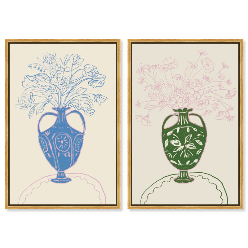 Flower Sutdio Set Set by Oliver Gal, 16" H x 11" W, Gold Floater Frame