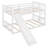 Twin Over Twin Bunk Bed with Slide and Ladder, Solid Wood Frame, Guardrails, Space Saving Design-1073026874