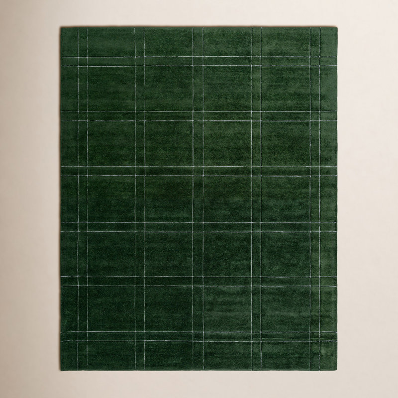 Tapis vert touffeté à la main Kinnell, Rectangle 10 pi x 14 pi