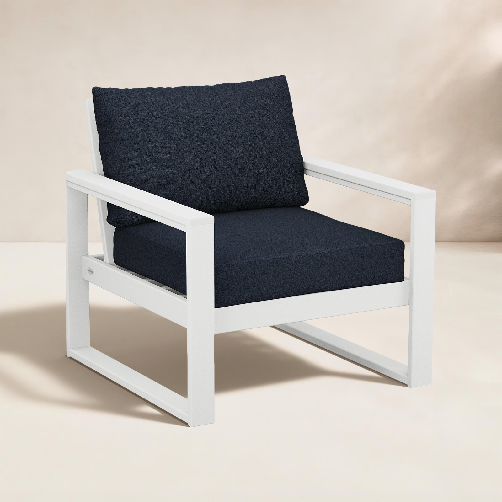 POLYWOOD® Edge Patio Lounge Chair, Marine Indigo/White