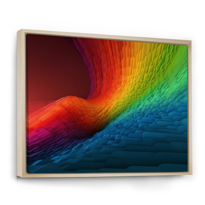 Vagues représentant un arc-en-ciel I - impression, H 34 po x l 44 po x P 1,5 po, Cadre naturel flottant