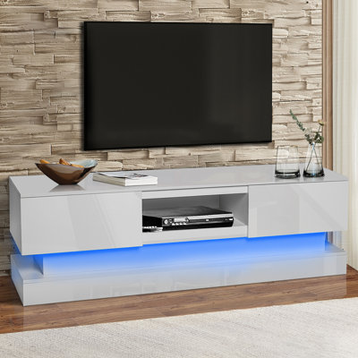 Chemane Modern TV Stand for TVs up to 65"", 16 Color LED Light Entertainment Center with 2 Drawers -  Ivy Bronx, D6C78073F8DE4E05A69E95FDDA65697C