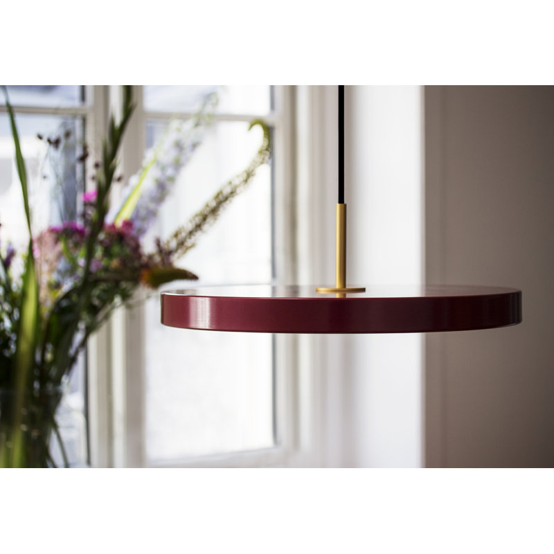 Luminaire suspendu tambour 1 lumière DEL Ivan, Grenat
