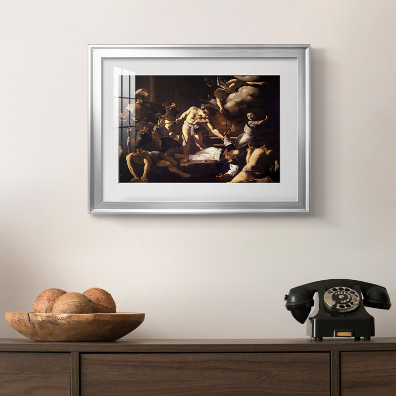 «The Martyrdom of Saint Matthew-Caravaggio», toile tendue avec châssis, c. 1599-1600, Argent, Impression encadrée