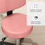 Tabouret roulant avec roulettes, tabouret pivotant avec support pour le dos, rose
