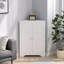 Armoire de plancher au sol avec 2 portes et tablettes réglables, armoire de rangement étroite autoportante, armoires de rangement en coin