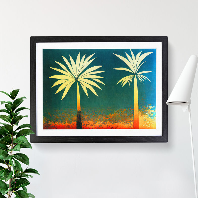 Abstract Palm Tree Art Vol.1 - Single Picture Frame Print, 46cm H x 64cm W x 2cm D, Black