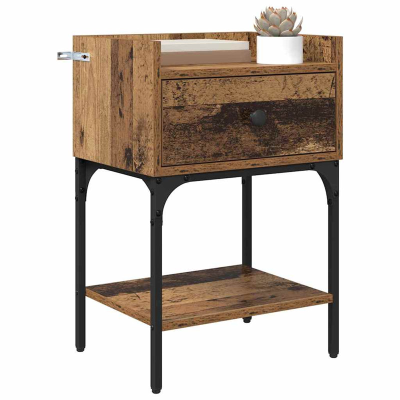 40cm W Manufactured Wood Bedside Table, Old Wood
