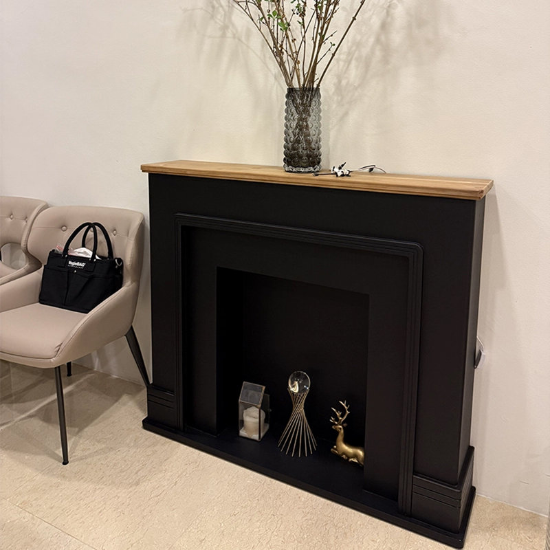 French-style minimalist fireplace decorative cabinet, Black, 35.43" H x 39.37" W x 7.87" D