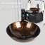 Lavabo de salle de bain vasque circulaire en verre trempé avec robinet Beyo Brown-100055268