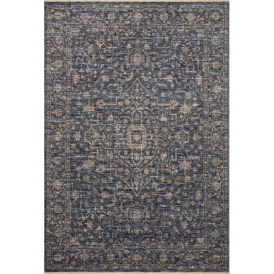 Sorrento Oriental Machine Made Power Loom Polyester Area Rug in Blue