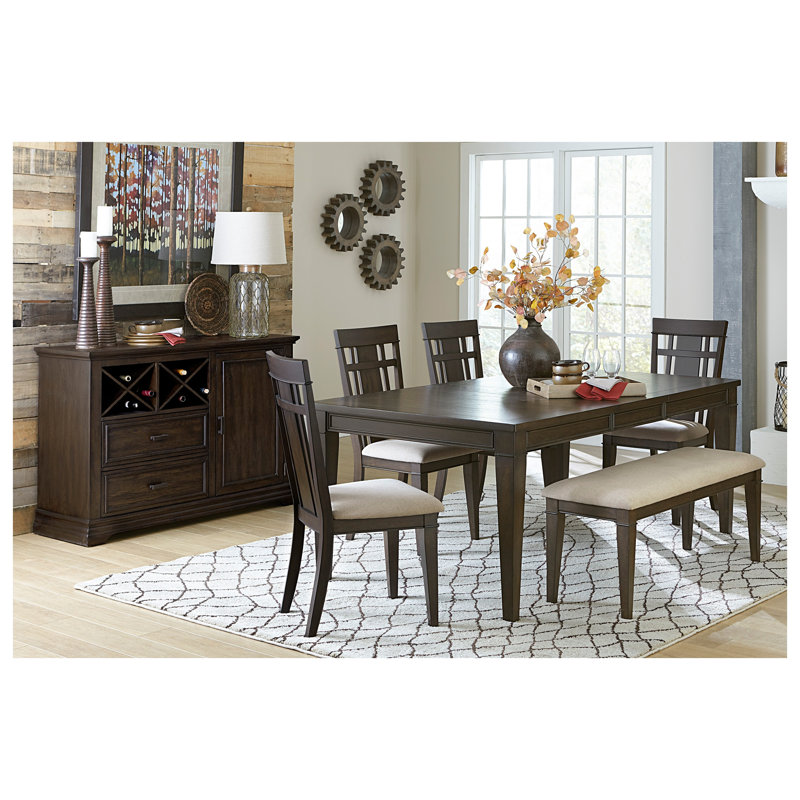 Dark Brown Extendable Rectangular Dining Table with Separate Leaf - Seats 6 - Oak Veneer and Engineered Wood