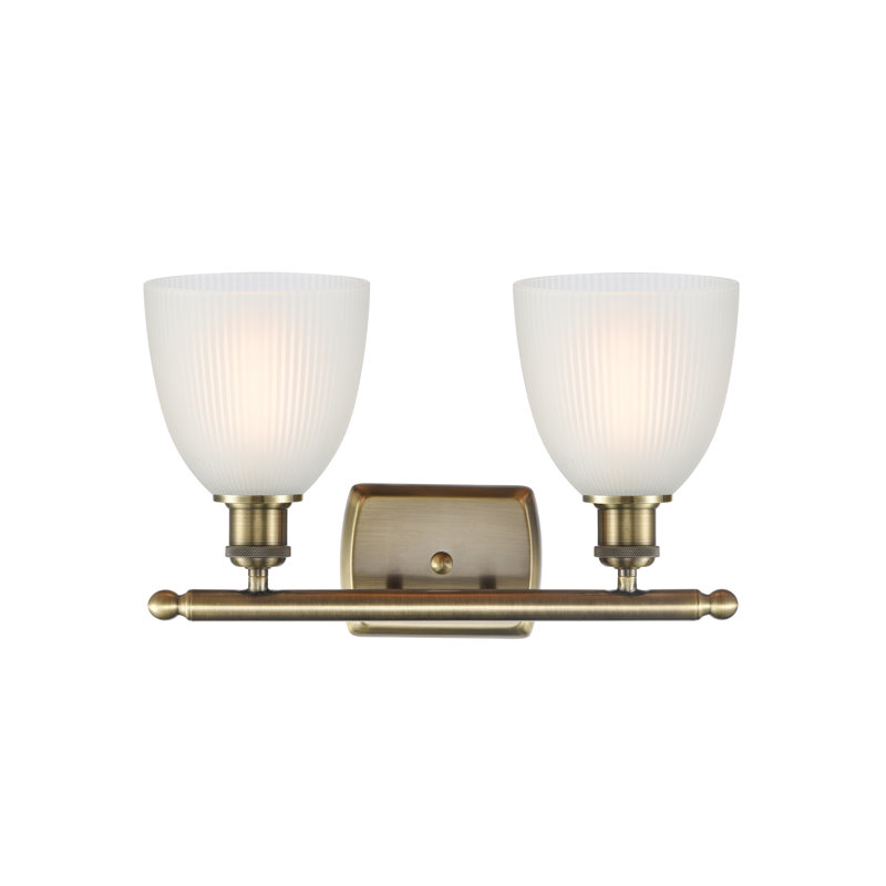 Éclairage pour meuble-lavabo en laiton antique à intensité variable Wike, Blanc, Incandescent, 2 lumières