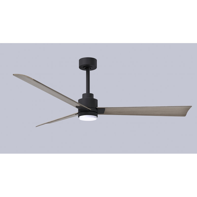 Ventilateur de plafond Alessandra, Ton bois de frêne gris, Noir mat, 56"
