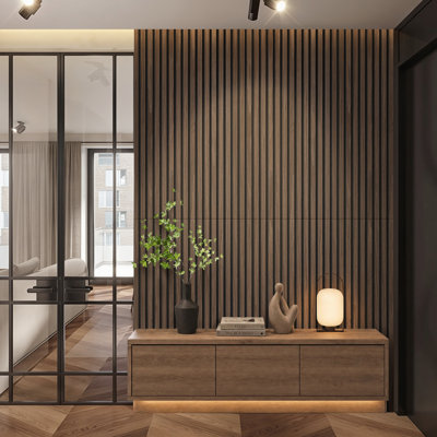 47.2" x 23.6"  Self‑Adhesive Acoustic Slat Wall Paneling 3D Acoustic/Soundproof Wood Slat Wall Panels
