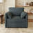 Convertible Pull Out Sleeper Chair with Adjustable Backrest with Thicked Cushions-975213676