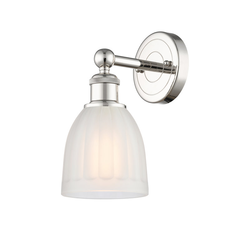 Caroleen Armed Sconce, White, Polished Nickel