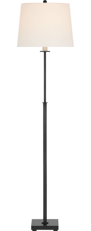 Greer Adjustable Bridge Floor Lamp with Linen Shade, Bronze