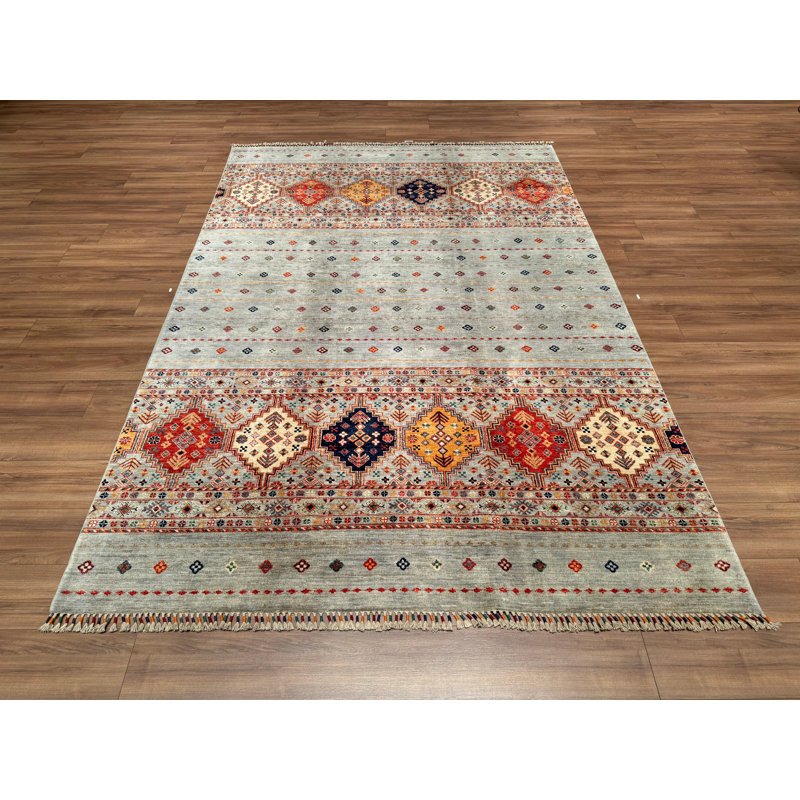 Tapis en laine et coton gris noué à la main Original Original
