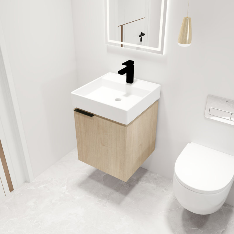Meuble-lavabo mural simple à une porte 18 po avec comptoir flottant Casmer
