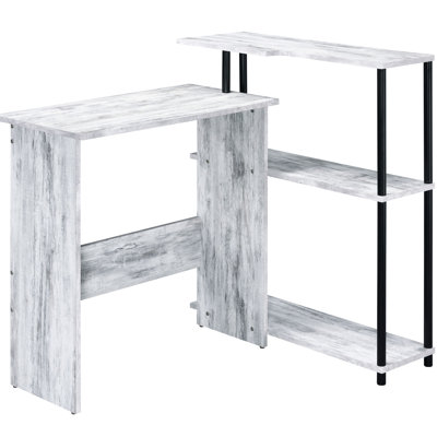 Bureau de style antique avec un grand espace de rangement pour les livres et une étagère latérale. Conception fonctionnelle et stable de forme rectangulaire.