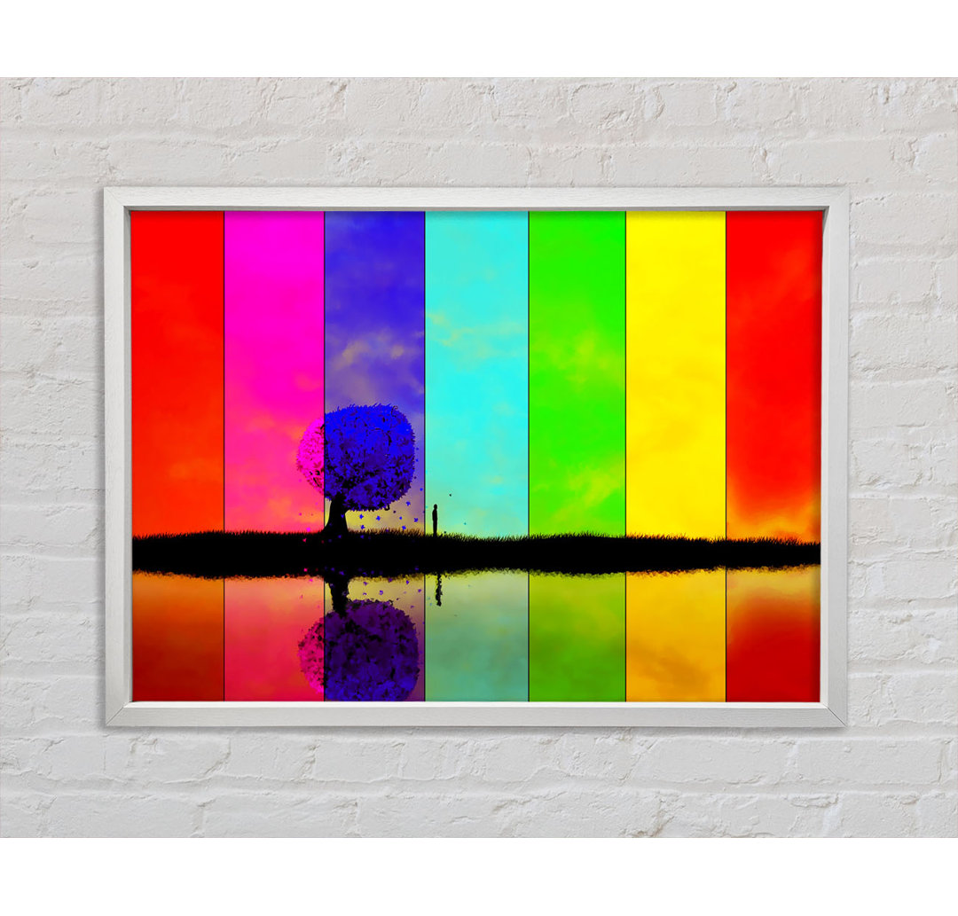 Rainbow Stripes Tree - Einzelner Bilderrahmen Kunstdrucke auf Leinwand