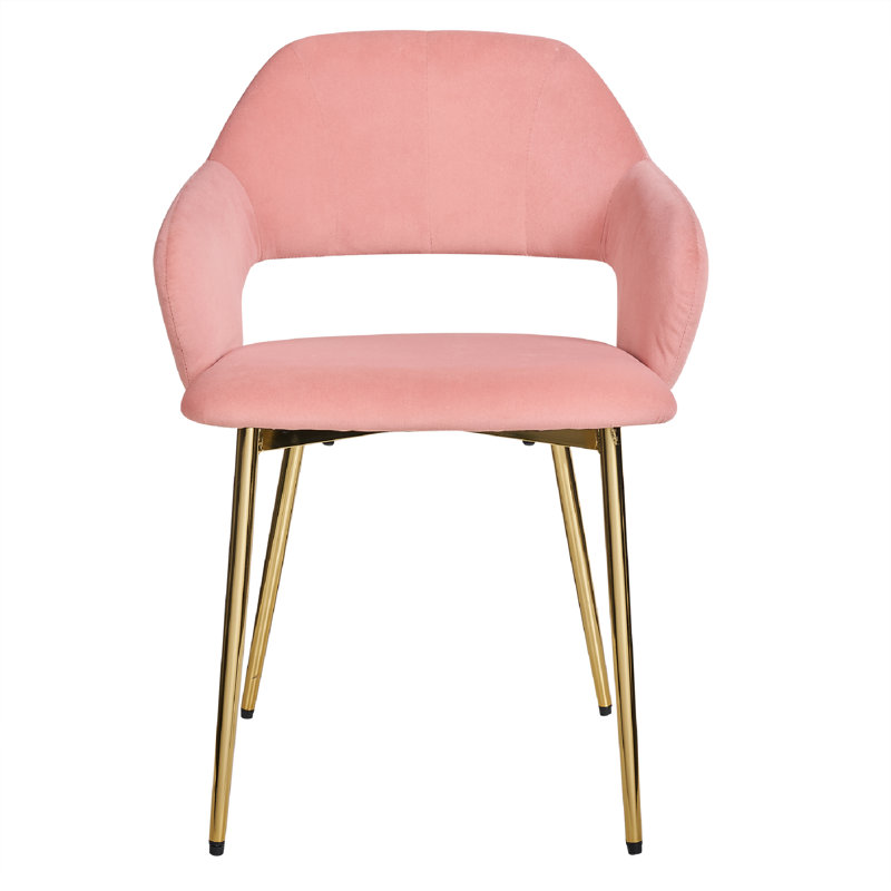 Velvet Dining Chairs Set Of 4, Modern Accent Chairs With Hollowed Back, Living Room Chairs Upholstered Side Chair With Golden Metal Legs For Dining Room Kitchen Vanity