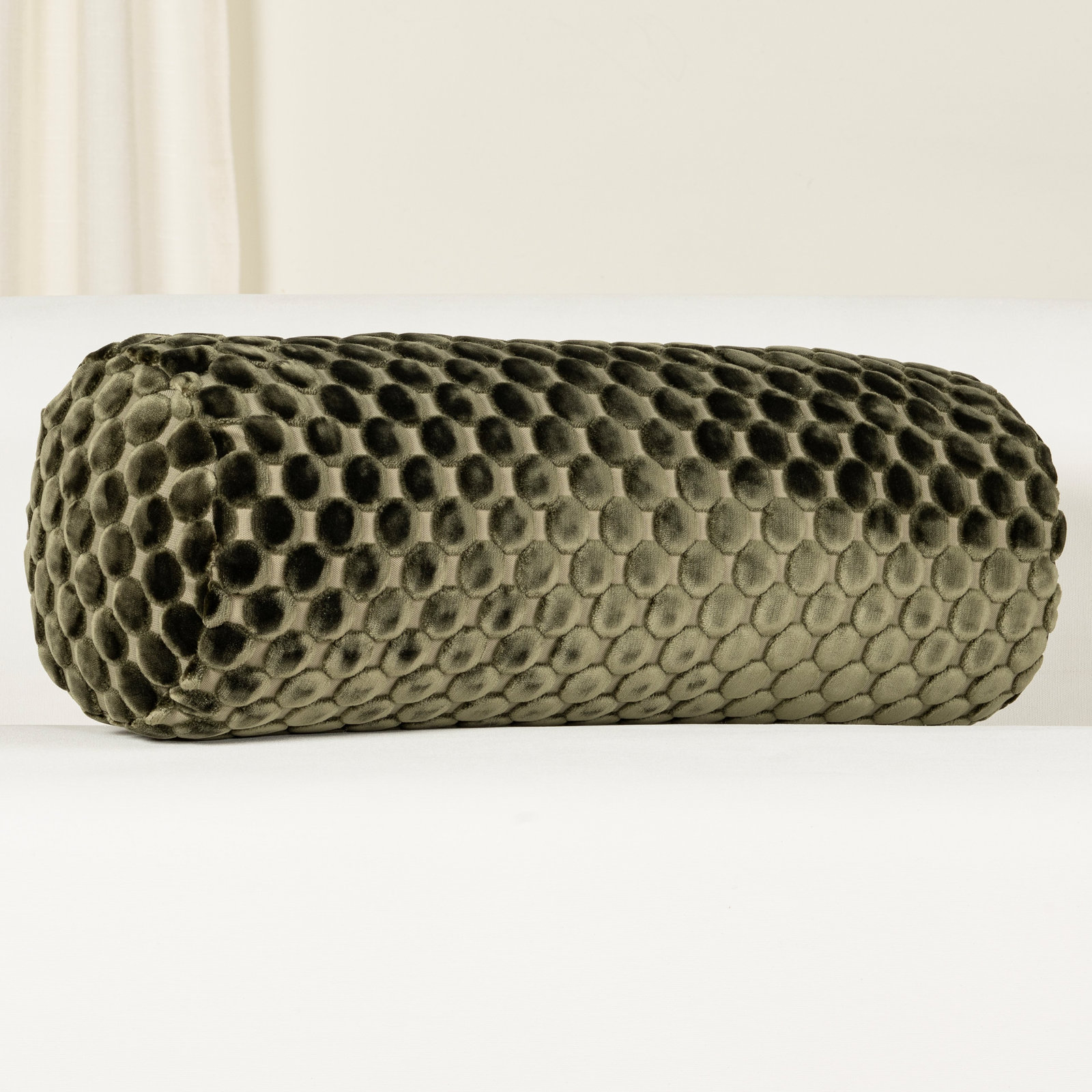 Nirvan Throw Pillow, Green, Polyester, Bolster 8"H x 21"W